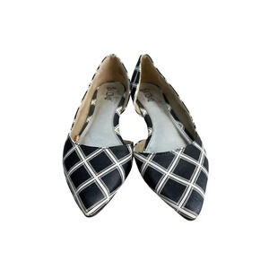 BRASH Acadamia  Black White Windowpane Plaid Women's Slip on Ballet Flats Size 6
